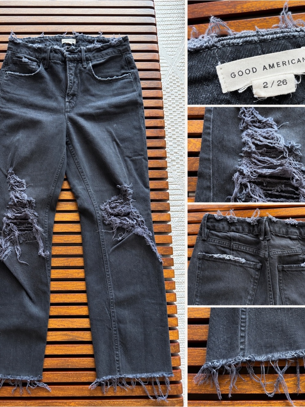 Good American Distressed Black Jeans Size 2 / 26